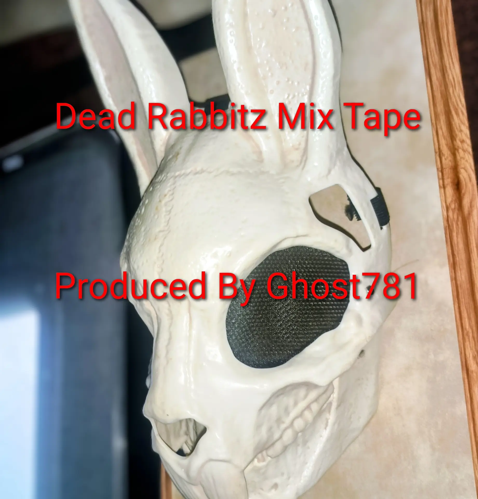 Dead Rabbitz Mix Tape cover: a white rabbit mask with red lettering, Produced By Ghost781.
